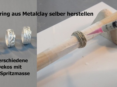 Anleitung - 3 Silberringe aus Metalclay mit Spritzmassen-Dekos