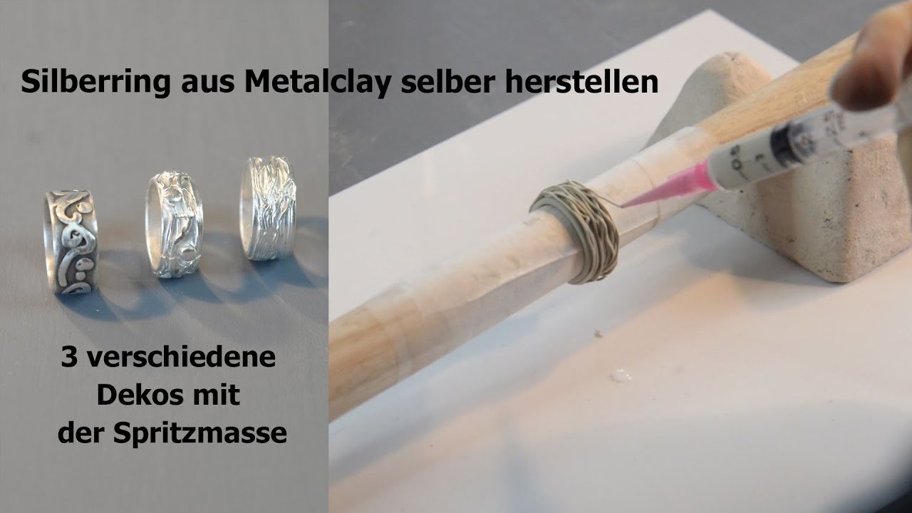 Anleitung - 3 Silberringe aus Metalclay mit Spritzmassen-Dekos