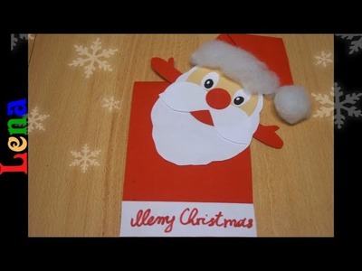 DIY Weihnachtskarte mit Weihnachtsmann basteln mit Lena - DIY Christmas santa card making Idea