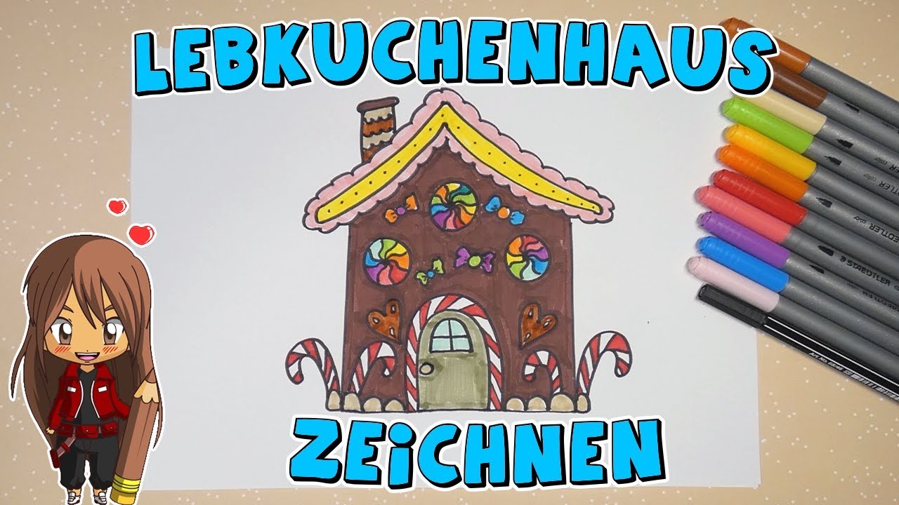 Lebkuchenhaus einfach malen für Kinder | ab 8 Jahren | Malen mit Evi | deutsch