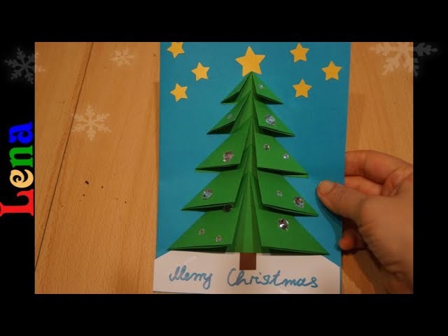 Weihnachtskarte mit Weihnachtsbaum basteln mit Lena - Christmas greeting card DIY