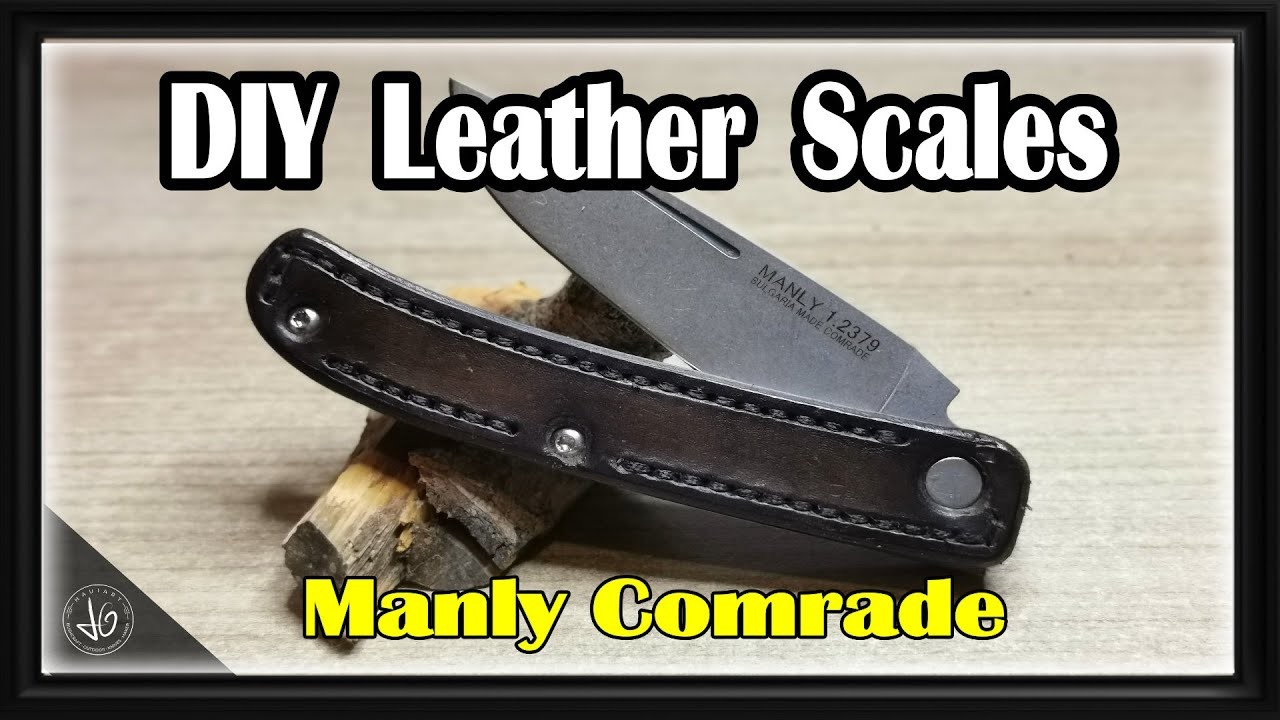DIY Leather Scales Manly Comrade D2 Knife custom made. Modding. Custom. Scales. DIY