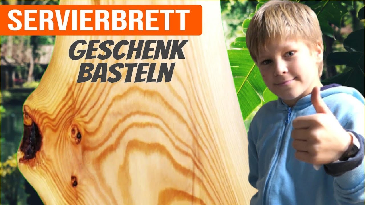 Geschenk basteln. Servierbrett aus echt Holz