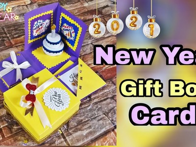 Gift Box Greeting Card DIY | Happy New Year 2021 Card | Hand Made Greeting Card | Easy Pop Up Card