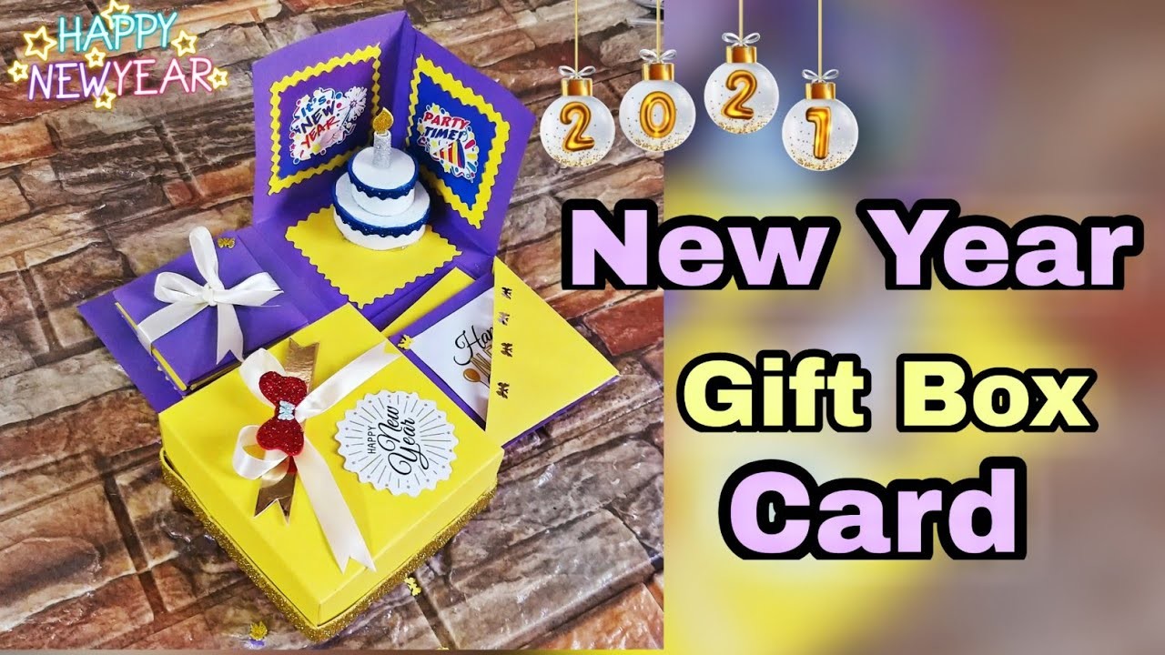 Gift Box Greeting Card DIY | Happy New Year 2021 Card | Hand Made Greeting Card | Easy Pop Up Card