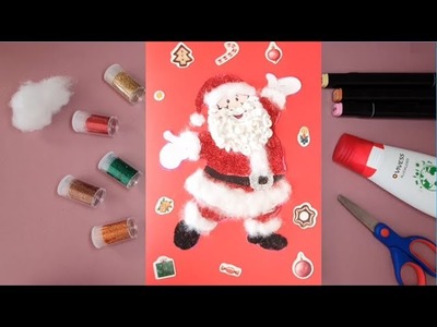 How to Make an Easy Santa Christmas Card for Kids  ???? - Weihnachtskarte mit Weihnachtsmann basteln ????