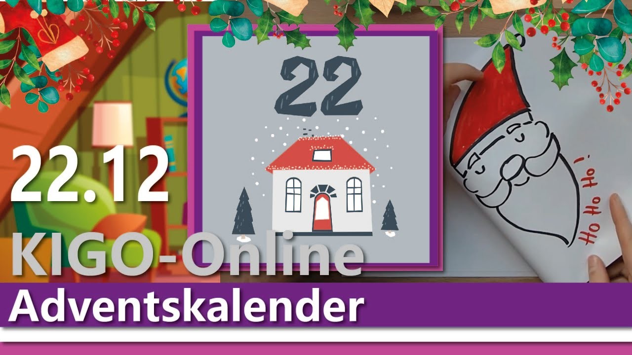 Kindergottesdienst-Online Adventskalender 22.12. Santa-Weihnachtskarte basteln