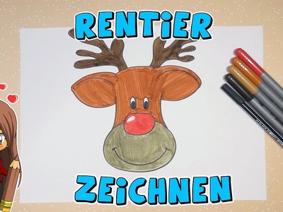 Rentier (Rudolph) einfach malen für Kinder | ab 6 Jahren | Malen mit Evi | deutsch