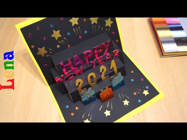 Creative with Lena - DIY Sterne ???? und ???? Geschenke Neujahrskarte basteln - Happy New Year Card DIY