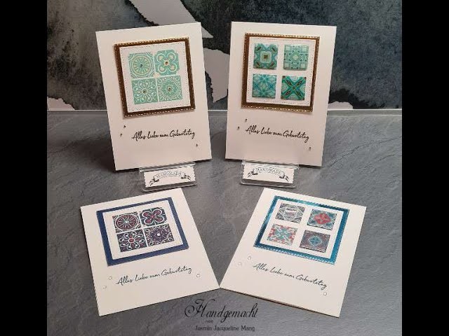 Elegante Geburtstagskarte mit Mosaik-Sticker.Mosaikmotiv