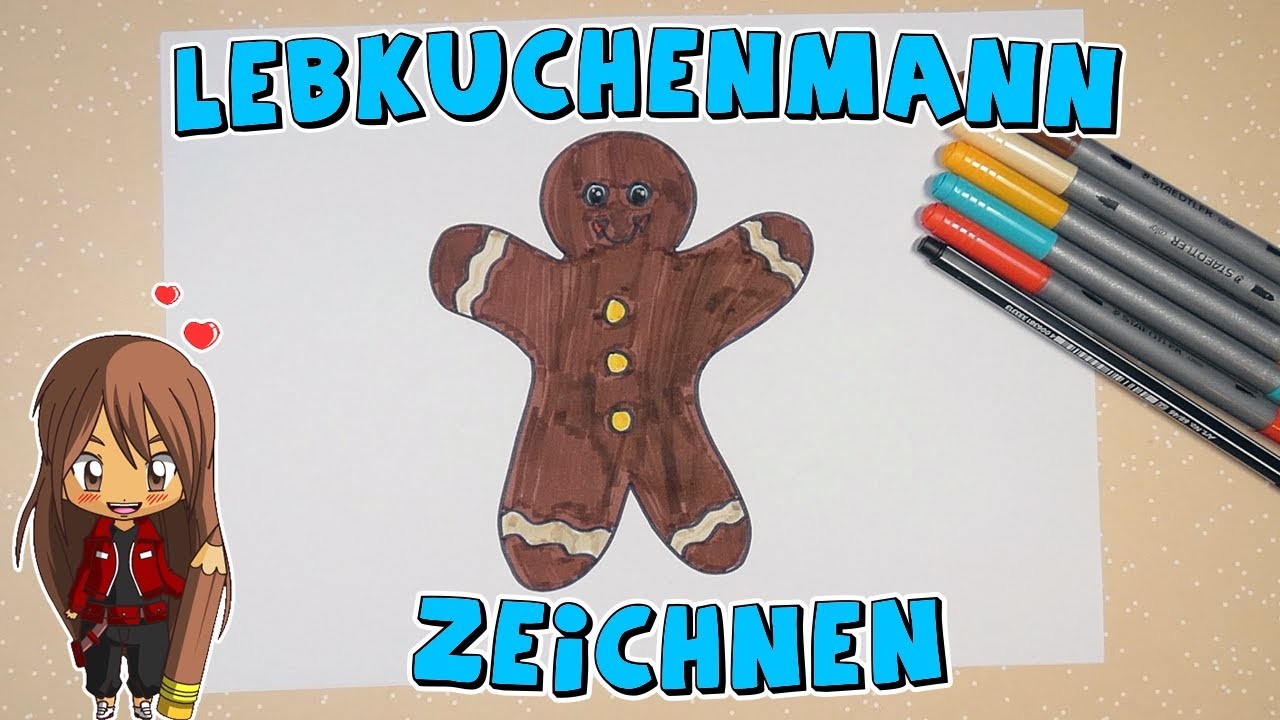 Lebkuchenmann einfach malen für Kinder | ab 5 Jahren | Malen mit Evi | deutsch