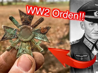 Orden aus dem Zweiten Weltkrieg gefunden bei der Schatzsuche mit einem Metalldetektor (WW2 Sondeln)