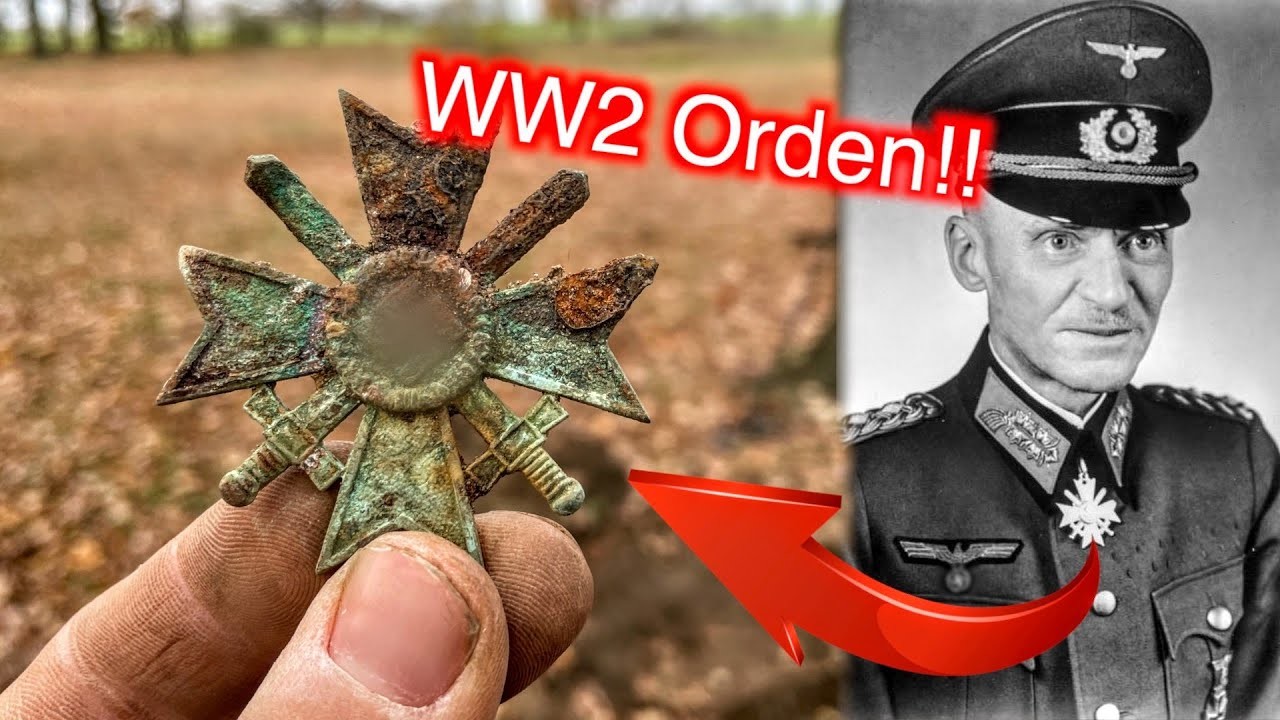 Orden aus dem Zweiten Weltkrieg gefunden bei der Schatzsuche mit einem Metalldetektor (WW2 Sondeln)
