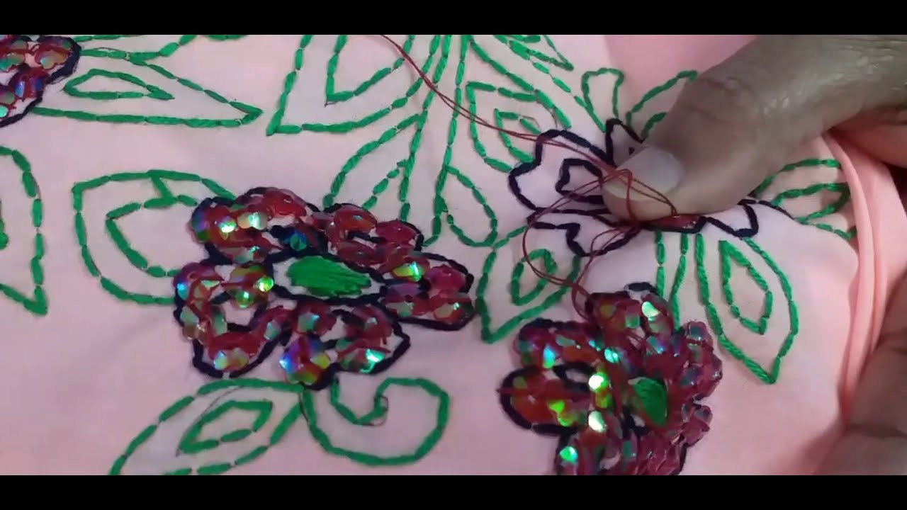 চুমকি ও সুতা দিয়ে কাজ করা কামিজের ডিজাইন. Hand Embroidery kameez design