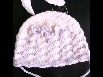 Crochet baby bonnet. häkeln baby Mütze