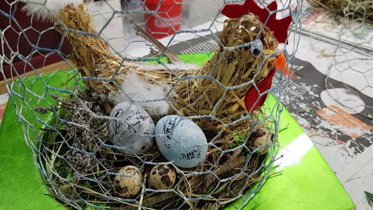 Frühlingsdeko, Ostern, Strohhahn