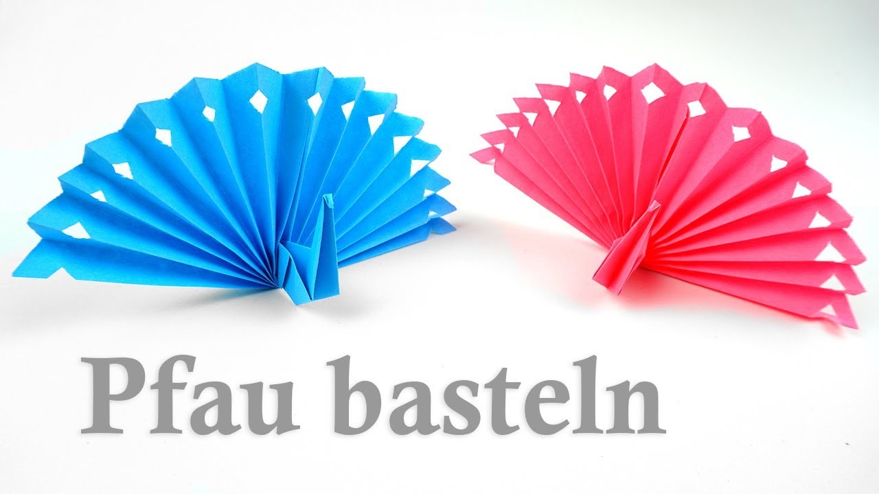 Bastelideen mit papier: Pfau basteln - Origami Pfau - DIY Bastelideen