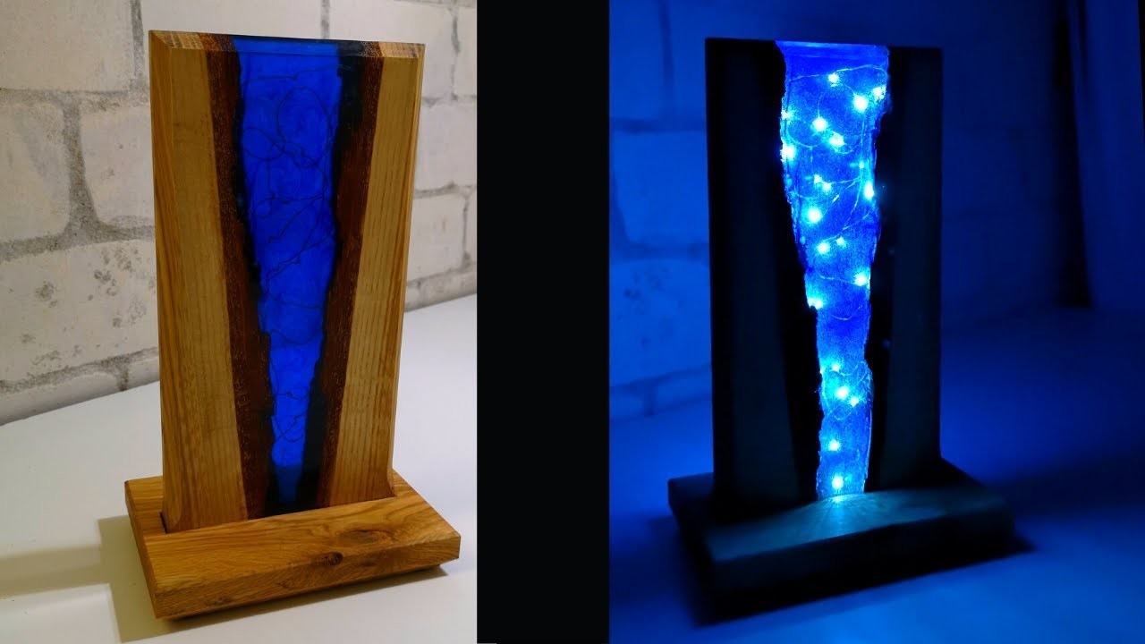 Epoxy Resin LED Wood Lamp - Epoxidharz LED Holzlampe