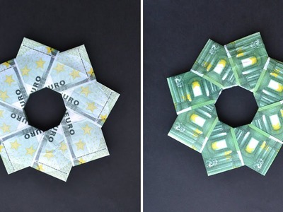 Euro Origami WEIHNACHTSKRANZ Geldgeschenk GELD FALTEN | Weihnachtsgeschenk | Money WREATH | Tutorial