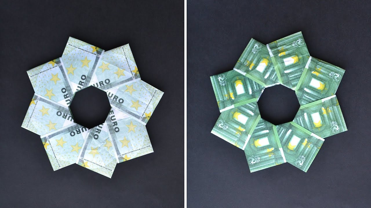 Euro Origami WEIHNACHTSKRANZ Geldgeschenk GELD FALTEN | Weihnachtsgeschenk | Money WREATH | Tutorial