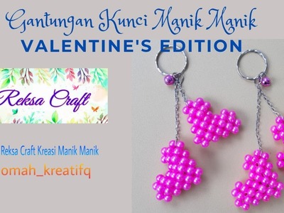Gantungan Kunci Manik Manik Valentine's Edition.Beaded Craft. DIY29