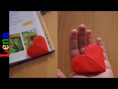 Kreativ mit Lena ❤️ Origami Herz Lesezeichen basteln zum Valentinstag ❤️ Origami Heart bookmark DIY