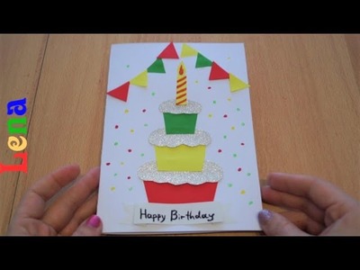 Kreativ mit Lena - Geburtstagskuchen Karte basteln - Birthday cake card DIY - Handmade greeting card