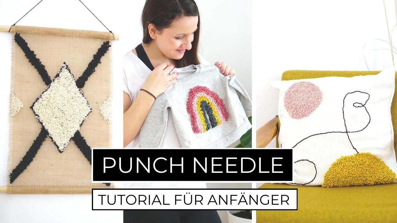 Punch Needle - DIY Tutorial für Anfänger | Baby Pullover, Line Art Kissen & Boho Home Deko