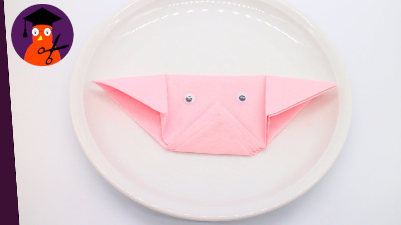 Servietten falten 'Glücksschwein' DIY für Geburtstag, Muttertag, & Ostern #wplus.tv