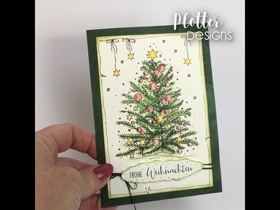 Single Line Plotterdatei Weihnachtskarte Tannenbaum