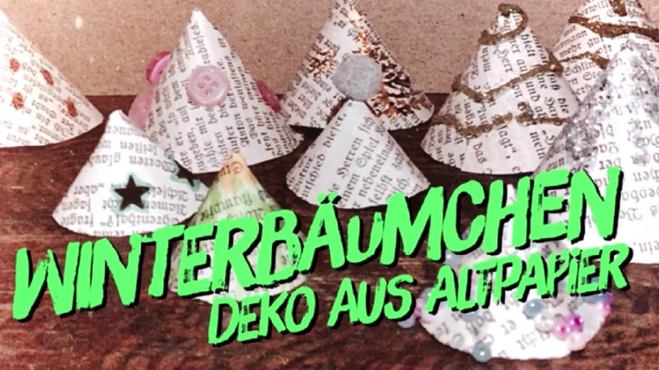 Winterbäumchen aus Altpapier basteln - Upcycling alter Bücher - Deko DIY