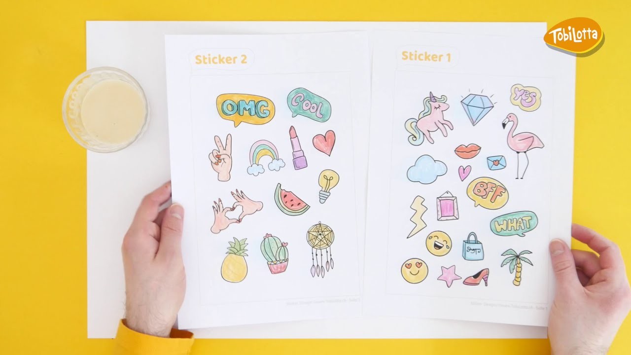 DIY Sticker Selbermachen einfach und schnell! Bastelvorlage fürs Basteln mit Kindern TOBILOTTA
