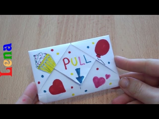 Geburtstag Umschlagkarte Emoji Pull Tab Origami envelope card ???? Letter Folding Origami birthday Card