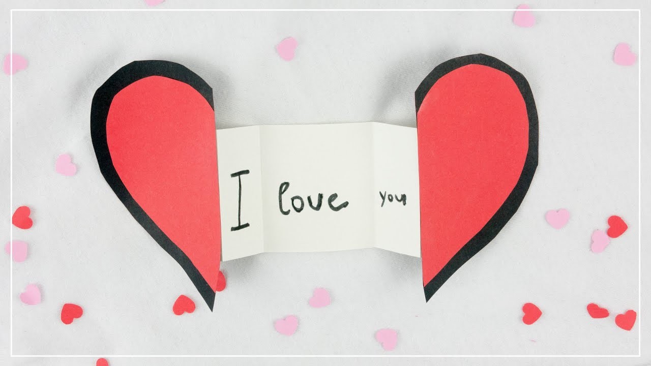 Herzkarte mit Botschaft aus Papier basteln | DIY Geschenkidee