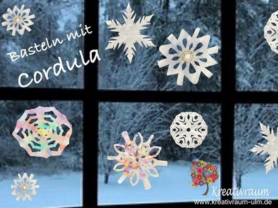 Schneeflocken falten - weiß und bunt -  Basteln mit Cordula