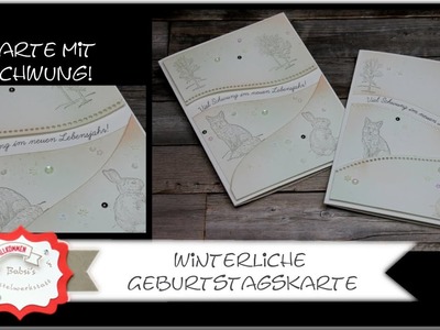 Schwungvolle Geburtstagskarte basteln - Winterkarte basteln - Stampin´Up! - Schön Schwungvoll - DIY