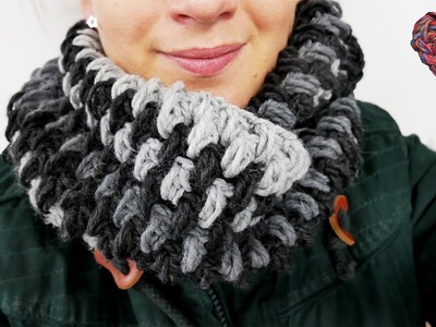 Winter Schal aus Woolly Hugs EASY | Puffstich Schal mit tollem Farb Muster