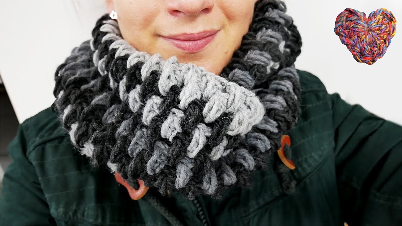 Winter Schal aus Woolly Hugs EASY | Puffstich Schal mit tollem Farb Muster