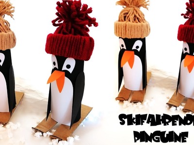 DIY ✂️ Skifahrende Pinguine ????⛷️ aus Toilettenrollen.Papier ❄️ basteln mit Kindern ????​​