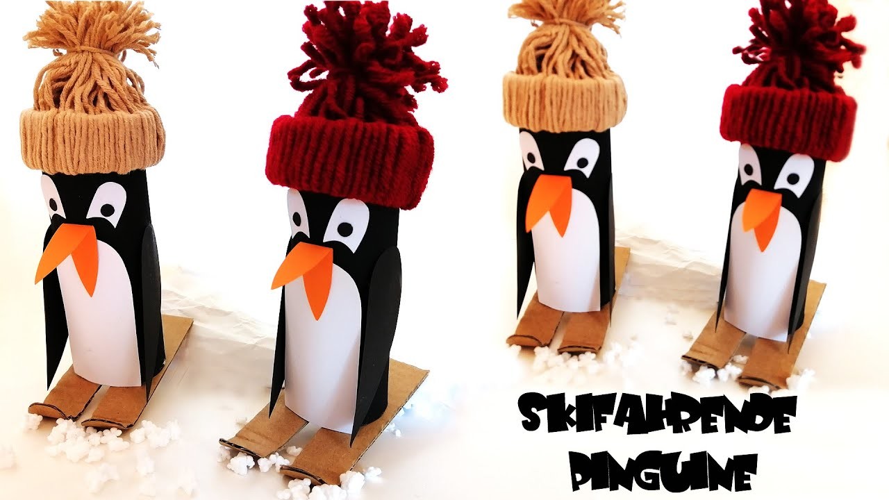 DIY ✂️ Skifahrende Pinguine ????⛷️ aus Toilettenrollen.Papier ❄️ basteln mit Kindern ????​​