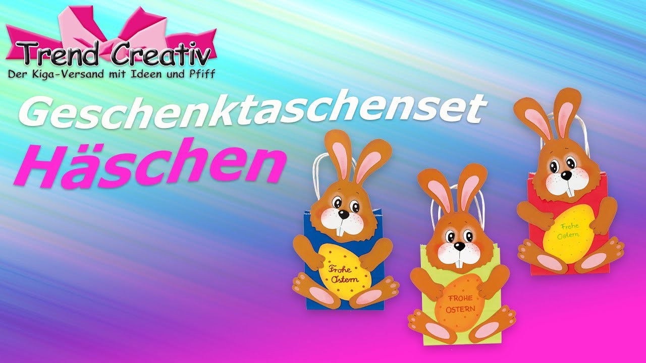 Geschenktaschenset Häschen. Anleitungsvideo. Basteln mit Kindern