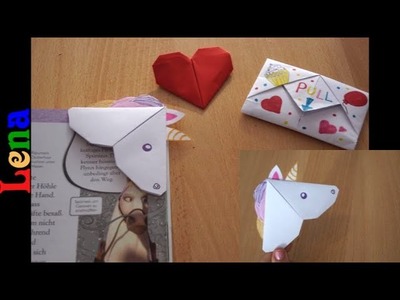 Kreativ mit Lena ???? Einhorn Lesezeichen basteln mit Lena ???? Origami Unicorn Bookmark DIY