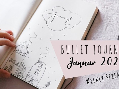 Cozy simple Bullet Journal Setup Januar 2021 Deutsch. Weekly Spreads mit Haus Doodles