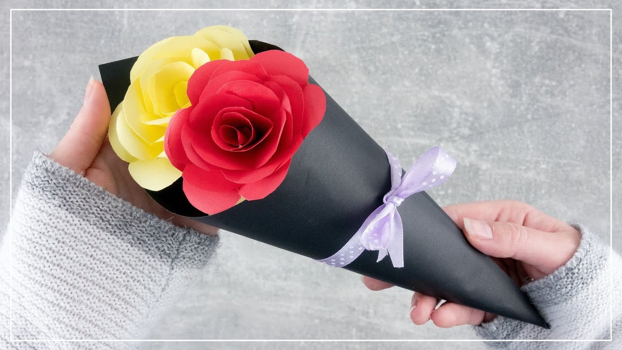 DIY Blumenstrauß mit Rosen aus Papier basteln | tolle Geschenkidee