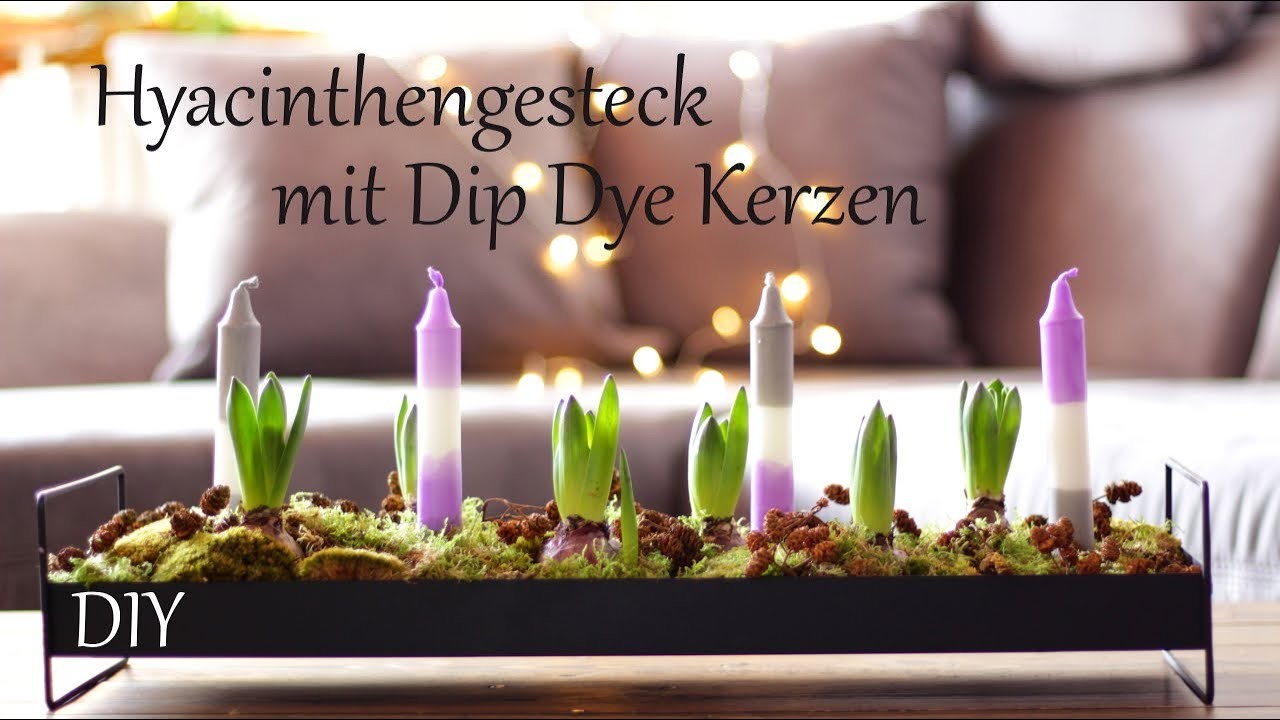 DIY | Hyazinthengesteck mit Dip Dye Kerzen | Frühlingsdeko | Just Deko