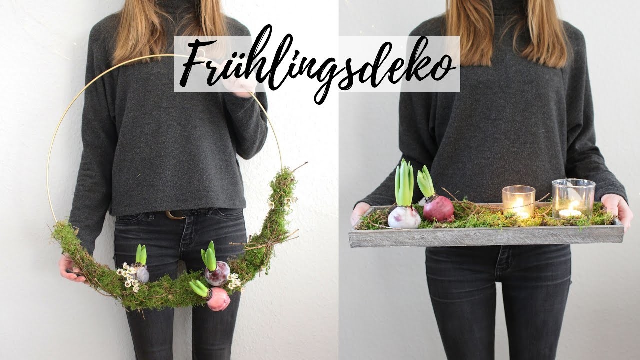 Einfache Frühlingsdeko | Hyazinthen im Wachsmantel | Metallring | Moos | Tischdeko