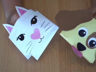 Hund und Katze basteln aus Papier ???? Paper Craft Hand Puppet DOG CAT ???? собака своими руками из бумаги