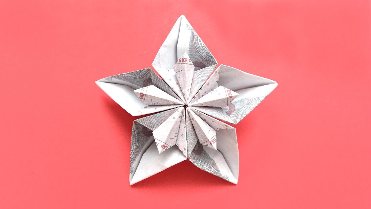 Origami BLUME IM STERN Geldgeschenk GELD FALTEN | Money FLOWER IN STAR | Tutorial by Euro Origami