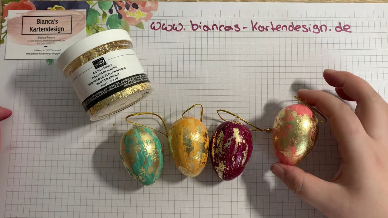 Stampin Up Deko-Metallblättchen Gold. Goldblättchen ~ Ostereier einfärben. Osterdeko