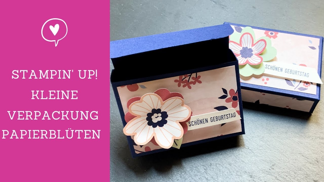 Stampin' Up! kleine Verpackung zum Geburtstag mit Papierblüten